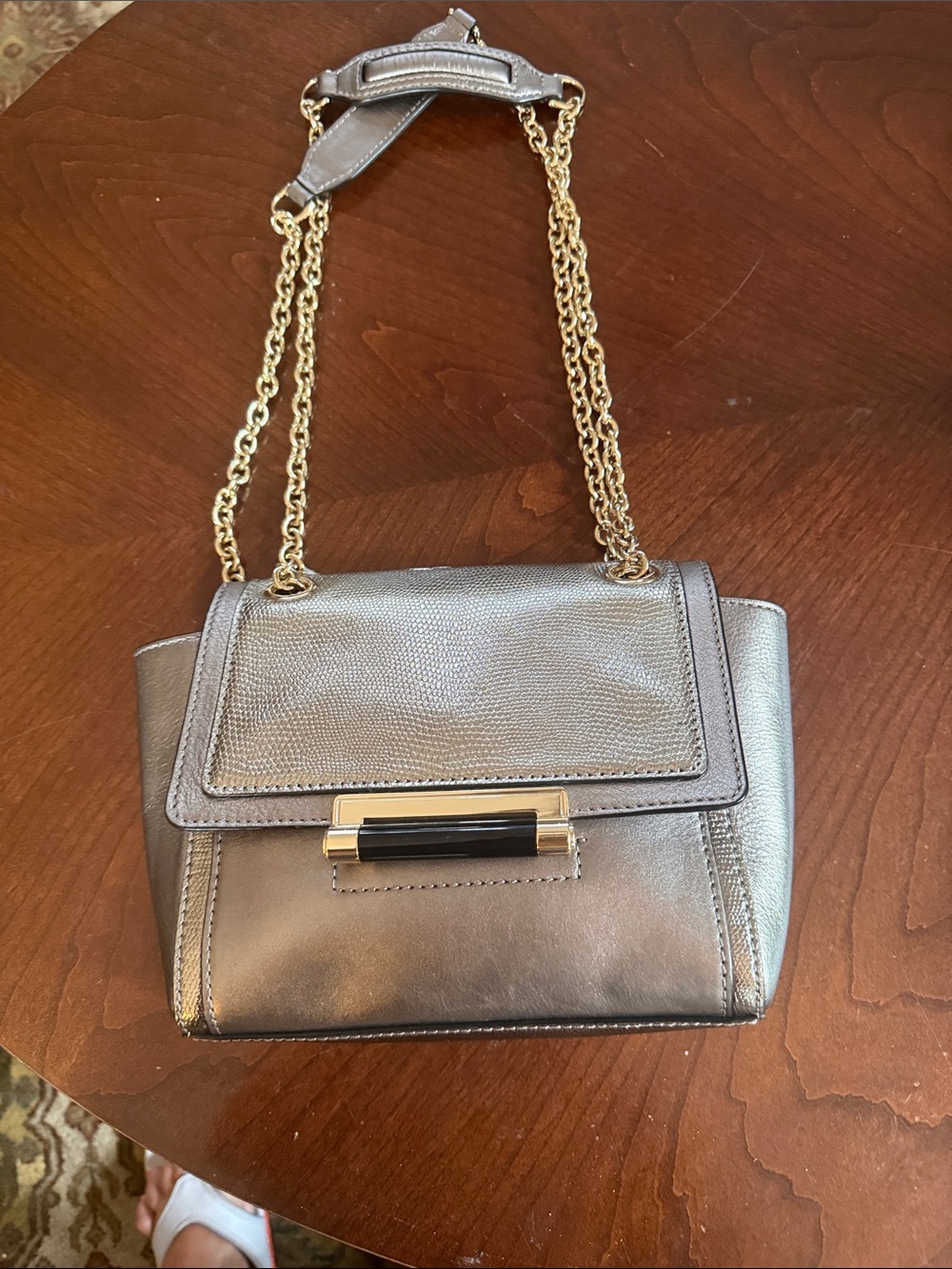 Diane Von Furstenberg Metallic Silver Chain Shoulder Bag